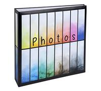 Exacompta - Ref. 62882E - Cartón de 6 álbumes de fotos con fundas RAINBOW, 200 fotos de 10 x 15 cm, 100 páginas, 22,5 x 22 cm, cubierta de papel impresa fondo negro con degradado de colores