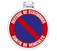Exacompta - Ref. 67018E - 1 panel adhesivo redondo NO PARKING - SALIDA DE COCHE - En PVC tratado antideslizante y resistente a los rayos UV - Diámetro del panel: 20 cm - Rojo y azul