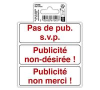Exacompta - Ref. 67040E - 1 pictograma adhesivo Sin anuncios. por favor - Publicidad no deseada! Anuncio no gracias! En vinilo de PVC tratado antideslizante y resistente a los rayos UV - Dimensiones: