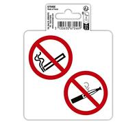 Exacompta - Ref. 67046E - 2 pictogramas adhesivos redondos Defensa de fumar y vapoter - Vinilo PVC tratado antideslizante y resistente a los rayos UV - Dimensiones: 10 x 10 cm
