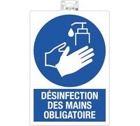 Exacompta - Ref. 67119E - 1 panel adhesivo para retirar las manos OBLIGATORIA - Lavado de manos obligatorio - De PVC con tratamiento antideslizante - Dimensiones 23 x 33 cm - Color azul