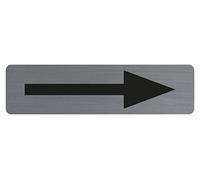 Exacompta - Ref. 67165E - Placa adhesiva para puerta con flecha negra - Placa de pared impresa de señalización - En todos los soportes - Aspecto aluminio cepillado - Tamaño: 16,5 x 4,4 cm