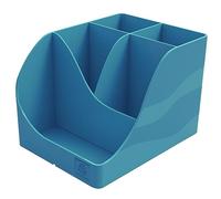 EXACOMPTA - Ref. 69528D - Caja de 4 tarros de lápices Pen Wave Neo Deco azul pato - 5 compartimentos - 4 compartimentos altos para utensilios grandes - 1 compartimento bajo para utensilios pequeños
