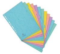 Exacompta - Ref. 7712E - Caja de 15 separadores de acuarela - en tarjeta brillante de 400 g/m2 - 12 pestañas neutras - Tamaño A4 - Página de indexación incluida - Certificado FSC - Colores surtidos