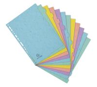 Exacompta - Ref. 7712E - Separadores Aquarel - en cartulina brillante de 400 g/m2-12 pestañas neutras - Formato de archivo A4 - página de índice incluida - Certificado FSC - Colores surtidos