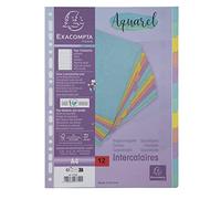 Separador exacompta aquarel cartulina lustrada juego de 12 separadores din a4 colores pastel - 7712E