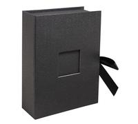 Exacompta - Ref. 77601E - Funda para fotos de OfficeByMe - Papel texturizado negro - Ventana de etiquetado personal - Cierre de cinta - para guardar fotos o tarjetas de cartas de hasta 13 x 18 cm
