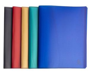 Exacompta - Ref. 78600E - Paquete de 5 protectores de documentos Opak reciclados - 100 fundas granuladas - 200 vistas - para tamaño A4 - Cubierta semiopaca 4/10ª - 5 colores surtidos