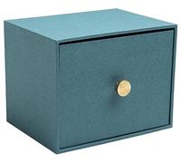 Exacompta - Ref 78603E - Caja de fotos con cajón Office By Me con 4 divisores - para archivar tarjetas A6 o fotos de 11 x 15 cm o 10 x 15 cm - cubierta con papel de efecto textil azul pato