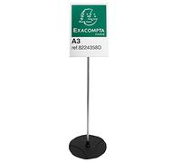 Exacompta - Ref. 8224358D - Caja de 5 soportes de exhibición de pie A3 retrato - Tamaño: 33 x 33 x 100 cm - Para soportes de recepción, información - en PMMA - Color negro/aluminio y cristal