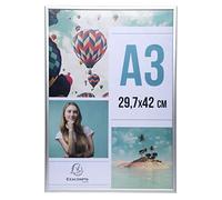 EXACOMPTA - Ref. 83758D - 1 marco de fotos A3 - para colocar sobre una mesa o colgar en la pared - Bordes de aluminio - Uso vertical u horizontal - Dimensiones: 42,7 x 33,1 x 2,6 cm - Cristal