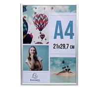 EXACOMPTA - Ref. 84758D - 1 marco de fotos A4 - para colocar sobre una mesa o colgar en la pared - Bordes de aluminio - Uso vertical u horizontal - Tamaño: 30,5 x 21,8 x 2,6 cm - Cristal