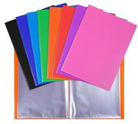 Exacompta - Ref. 88100E OPAK - Cartón de 8 protectores de documentos (100 fundas de cristal liso), 200 vistas, para tamaño A4, dimensiones 24 x 32 cm, cubierta de polipro semirrígido, colores surtidos