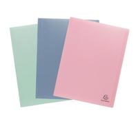 Exacompta - Ref. 88239E Autentik - Cartón de 18 protectores de documentos, 20 fundas granuladas, 40 vistas, para A4, 24 x 32 cm, funda de polipro reciclado suave, 3 colores surtidos