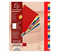 Exacompta - Ref. 88E - Cartón de 20 separadores de polipropileno con 31 pestañas impresas digitales de 1 a 31 en color - Página de indexación imprimible - para A4 maxi - Dim 24,5 x 29,7 cm
