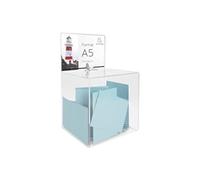 Exacompta - Ref. 89258D - 1 urna con tapa cerrada con llave, para boletos, votos, caja de ideas, donaciones, con cartel A5, acrílico transparente - Dimensiones: 21 x 21 x 21 cm - Color cristal