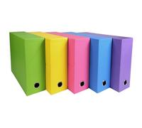Exacompta - Ref. 89329E - 5 cajas de transferencia Salsa de papel texturizado - Espalda 90 mm - Con ojal de metal - Para tamaño A4 - Dimensiones 25,5 x 34 x 9 cm - Se envían montadas