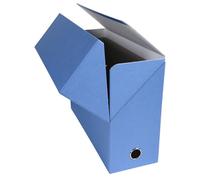 Exacompta - Ref. 89422E - Caja de transferencia de papel de tela (120 mm, con ojal metálico, para tamaño A4, tamaño 25,5 x 34 x 12 cm, color azul claro, viene montado
