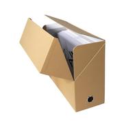 Exacompta - Ref. 89428E - Caja de transferencia de papel lienzo, 120 mm, con ojal de metal, para tamaño A4, tamaño 25,5 x 34 x 12 cm, color habana, se envían montadas