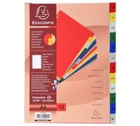 Exacompta - Ref. 95E - Cartón de 20 separadores de polipropileno con 12 pestañas impresas mensuales de enero a diciembre en color - Página de indexación imprimible - para A4 - Dim 22,5 x 29,7 cm
