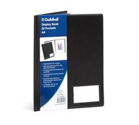 Exacompta - Ref. CDB24Z - Cartón de 5 protectores de documentos, 24 fundas lisas de muy alta calidad, 48 vistas, para A4, 25 x 32 cm, soporte para etiquetas, tapa de PVC rígido resistente, color negro