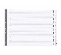 Exacompta - Ref. MWD1-10A3Z - Caja de 10 separadores de tarjeta blanca de 160 g/m2 FSC con 10 pestañas impresas digitales de 1 a 10 y plastificadas - Página de indexación imprimible - Tamaño A3