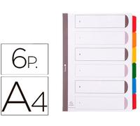 Exacompta Separador Carton Blanco (6 Separadores) Pestañas Color A4 Multiperforado