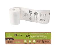 Exacompta SumUp - Ref. 40762E - Caja de 20 bobinas térmicas para tarjetas bancarias 57x30mm, 1 capa térmica 55g/m² Sin fenol, sin núcleo de cartón, cero residuos plásticos - Metraje +/-2m : 9m, blanco