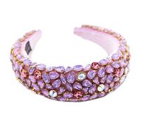 Exagerated Jewelry Bandana geométrica para diadema de cristal con diamantes de imitación, esponja acolchada de color caramelo