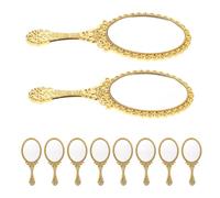 EXAOMBLE 10 Piezas Espejo de Mano Vintage con Mango Dorado y Diseño Ergonómico, Espejo Compacto de Aluminio para Viaje y Fiesta con Reflejo Cristalino