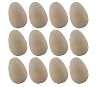 EXAOMBLE 12 Huevos de Madera para Pintar Superficie Lisa, Juguetes DIY para Aficionados a Manualidades, Adornos Creativos y Didácticos en Color Caqui