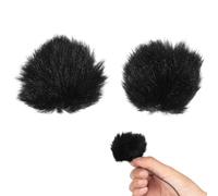 EXAOMBLE 2 Piezas Silenciador de Viento para Micrófono Parabrisas Peludo para Micrófono de Tejido Negro Reducción de Ruido para Grabaciones y Entrevistas