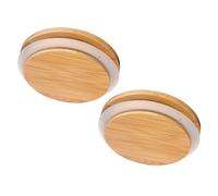 EXAOMBLE 2 Piezas Tapa de Bambú Sello de Silicona para Frascos de Vidrio, Reemplazo Uso para Almacenamiento Seguro