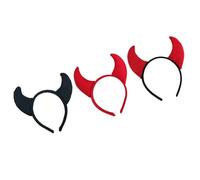 EXAOMBLE 3 Diademas de Diablillo Negras para Halloween de Tela, Accesorios Cabello para Fiesta de Disfraces Infantiles