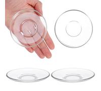 EXAOMBLE 4 Platillos de Vidrio Redondos para Té y Café, Alta Durabilidad, No Se Deforman, Diseño Delicado y Transparente para Hoteles y Salas de Yoga Reutilizable