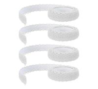 EXAOMBLE 4 Rollos Cinta Washi de Encaje Autoadhesiva de Algodón Blanco, Fácil de Cortar, para Decoración de Álbumes de Recortes y Marcos de Fotos en Bodas