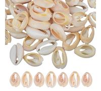 EXAOMBLE 50 Colgantes de Conchas Marinas Naturales para Hacer Joyas Diy, Diseño Único, Color Beige, Accesorios para Collares y Pulseras en Obsequio Personalizado