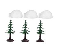 EXAOMBLE 6piezas Miniaturas De para Decoración Navideña Adornos De Árbol De Navidad y Escenas Invernal De Modelos De Estructuras Nevadas