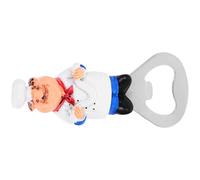 EXAOMBLE Abridor de Cerveza Magnético Diseño Chef en Resina y Acero Inoxidable, Abridor de Botellas para Cocina Imán Decorativo, Práctico Beer Opener Ring Blanco