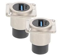 EXAOMBLE Acoplador de Montaje en Panel Material PC Metal USB 3.0 Cubierta Ip67 Resistente al Agua y Conector Doble para Transferencia de Datos, Pack de 2 Unidades