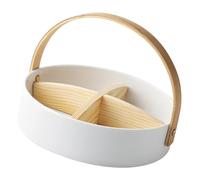 EXAOMBLE Bandeja de Refrigerios de Cerámica de Color Claro con Compartimentos para Clasificar y Colocar Chocolate y Snacks, Diseño Elegante para Uso en Cocina y Comedor