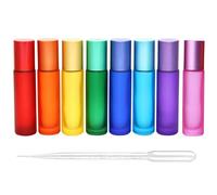 EXAOMBLE Botella Rodillo de Vidrio de 10ml, Rellenable Prueba de Fugas, Adecuado para Aceites Esenciales y Perfumes en Viajes de Negocios o Actividades al Color Aleatorio Varios estilos