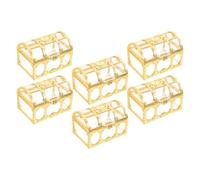 EXAOMBLE Caja de Obsequio Dorada para Boda Forma de Cofre, Plástico Ligero para Chocolates y Dulces, 6 Unidades Adecuado para Shower y Compromiso
