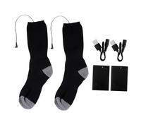 EXAOMBLE Calcetines Calefactables de Invierno para Esquí Calcetines Térmicos de Algodón Paquete 3 2 Baterías 2 Cables USB Calentadores de Pies Recargables para Deportes al Aire Libre