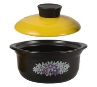 EXAOMBLE Cazuela de Barro Casera 1.3l Olla para Guisar Comida Tapa Resistente al Calor y Antiquemaduras para Cocina de Gas Multifuncional Puchero para Hogar y Uso Comercial