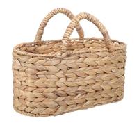 EXAOMBLE Cesta de Almacenamiento Ovalada Organizador Transpirable de Hierba Marina Tejida a Mano con Asas Cesta de Cocina Natural para Pan y Despensa para Picnic