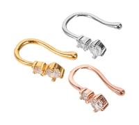 EXAOMBLE Clip Nasal Tamaño Versátil sin Perforación en Forma Incrustaciones de Rhinestones, Pack de 3 Piezas y Diseño Elegante para Eventos de Moda