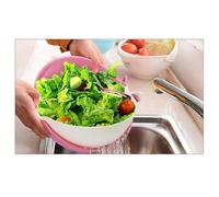 EXAOMBLE Colador de Cocina Rosa de Plástico, Cuenco Grande y Colador Desmontable Diseño Ahorrador de Espacio para Pasta y Verduras Recién Lavadas en Cocina Reutilizable
