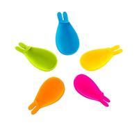 EXAOMBLE Colgador para Bolsitas de Té de Silicona 5 Piezas Forma de Conejo Soporte Seguro para Tazas y Accesorio Funcional para Hacer Té U Oficina