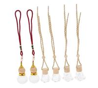 EXAOMBLE Colgante de Perfume para Coche 6piezas Botellas de Aromaterapia Vacías de Vidrio y Madera Decorativas y Transpirables para Ambientar Tu Vehículo Varios estilos